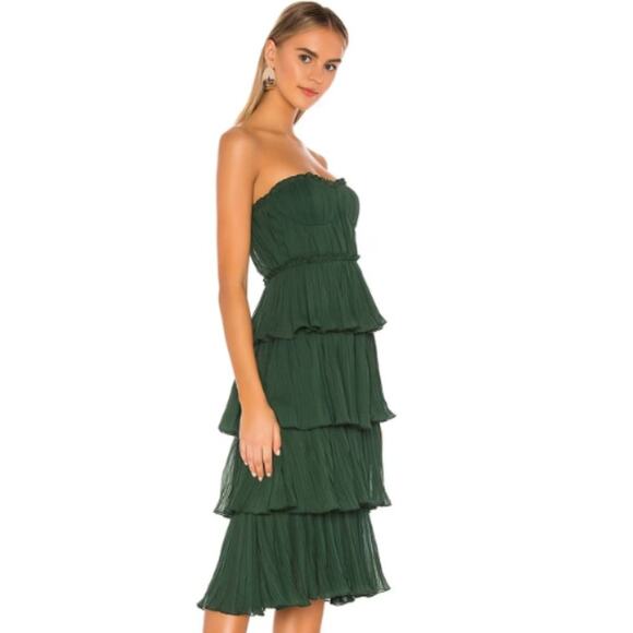 Lovers + Friends Alex Midi Dress in Emerald Green NWOT Size Small - Picture 2 of 3